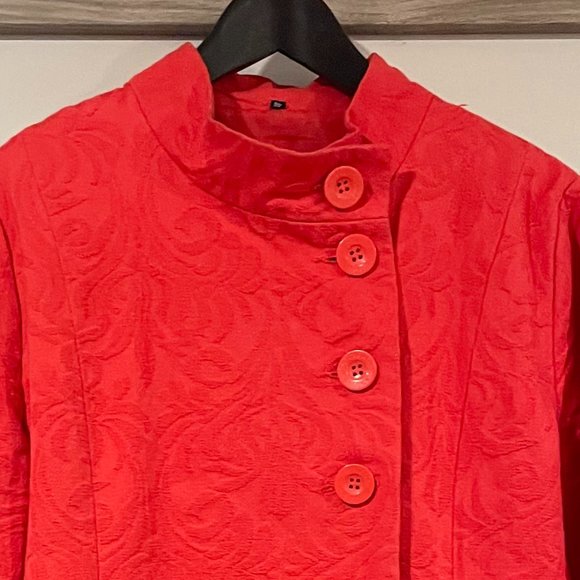 Desigual Jacquard Red Trench Coat - Picture 2 of 4